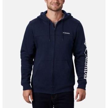 Columbia Logo Full Zip Fleece Big, Chamarras Azul Marino Blancos Para Hombre | 261759-AES